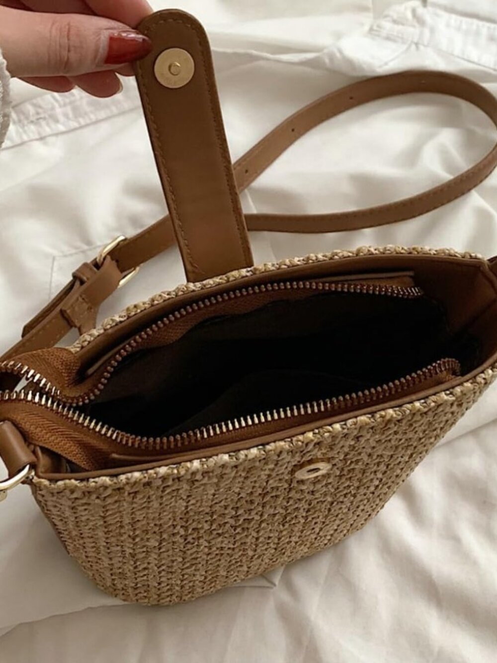 Straw Beach Bags For Women Rattan Purse Summer Straw Cross-body Bag Raffia Handb - Picture 9 of 9